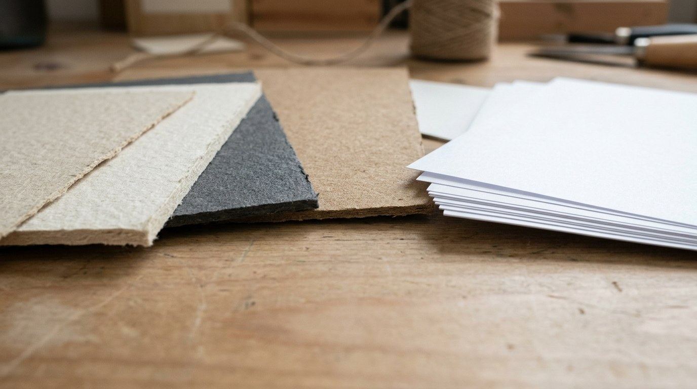 Verschillende papierdiktes en texturen als stalen